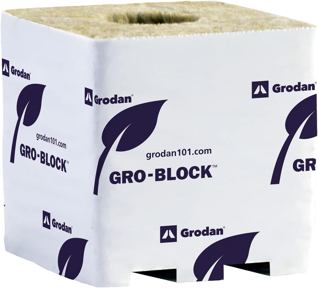 Grodan Rockwool Delta GRO Blocks | 4" Cube - Pack of 6 | + THCity Stakes