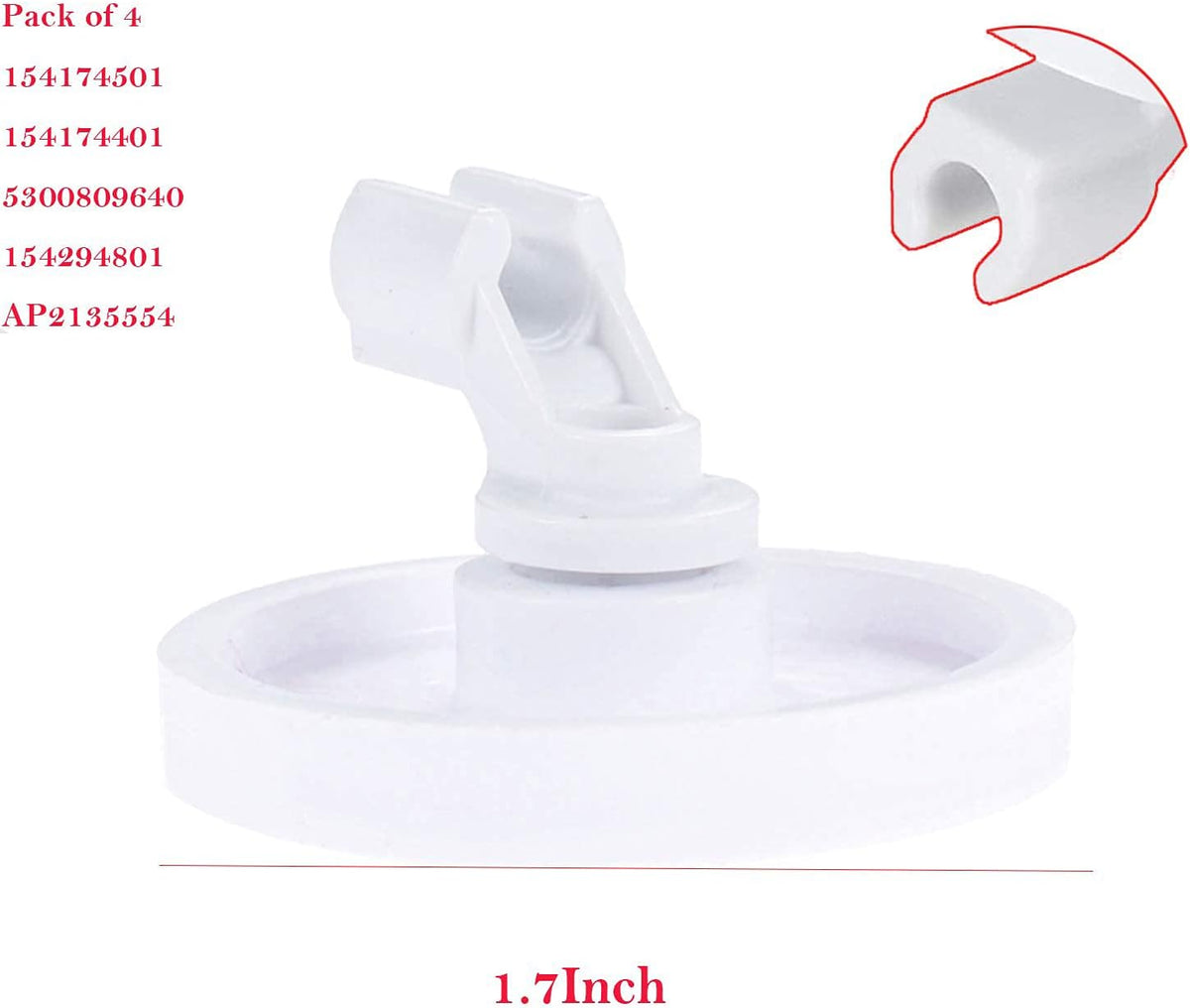 154174501 Dishwasher Wheels Bracket Assembly (4-Pack) Replaces Replacement for Frigidaire Kenmore Tappan Westinghouse Dishwasher, Replaces 154174401 5300809640 154294801 AP2135554 PS452448