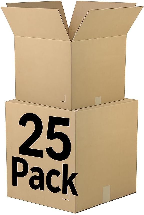 12"x12"x12" Corrugated Cardboard Boxes 25-Pack | Durable ECT 32 Corrugated Shipping Boxes for Mailing, Packing