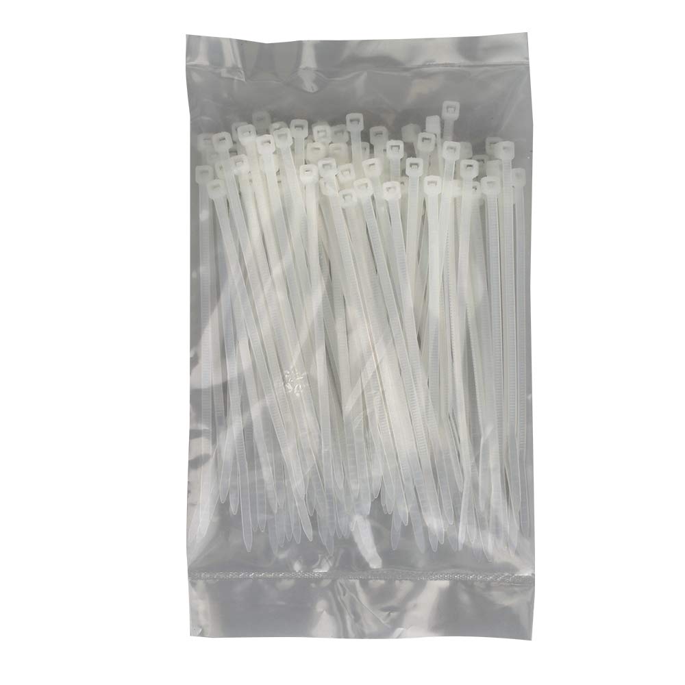 KOOWIN Small 4 inch White Nylon Plastic Cable Zip Ties Wire Wraps, 200 Pack