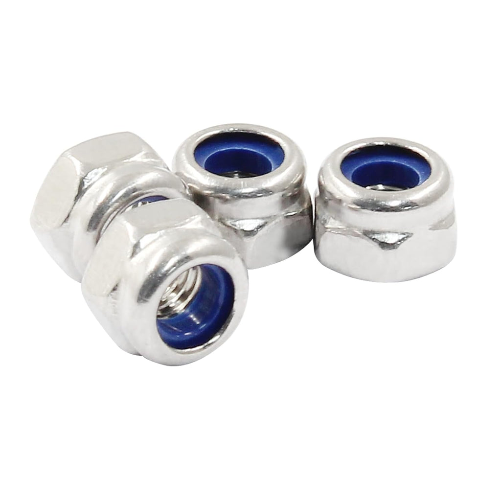 Hordion 100Pcs M4-0.7mm Nylon Lock Nut Stainless Steel Nylon Insert Locknut