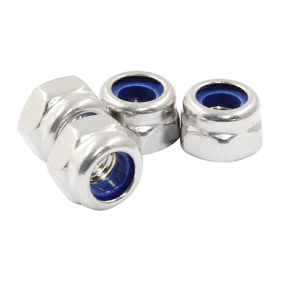 Hordion 100Pcs M4-0.7mm Nylon Lock Nut Stainless Steel Nylon Insert Locknut