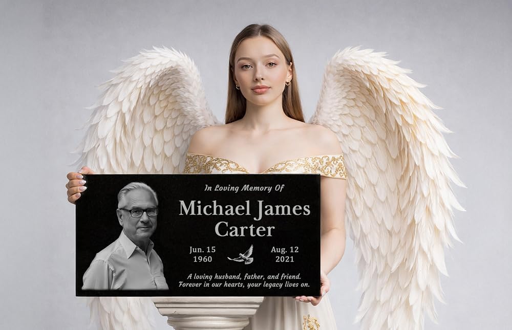 24x12 Personalized Granite Memorial Plaque - Custom Headstone for Graves, Cemetery or Garden, Engraved Grave Marker