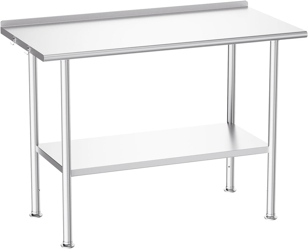 NSF Stainless Steel Prep Table 24X48 inch with Backsplash