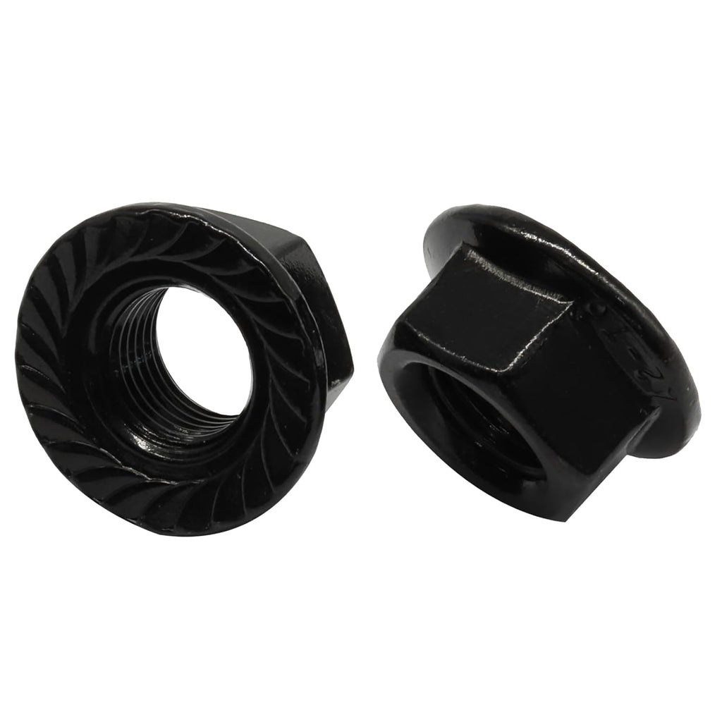 M10/1mm Serrated Flange Hex Nuts, Black, 5Pcs