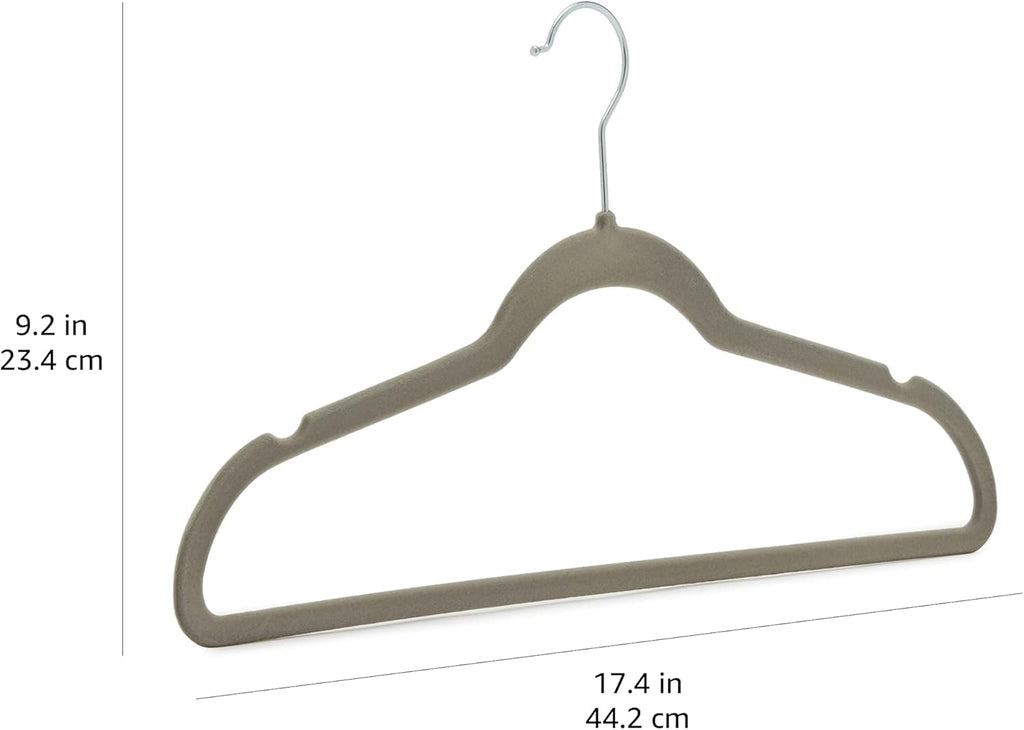 Slim Velvet Non-Slip Space Saving Suit Clothes Hangers, Closet Organizer, Gray/Silver, 50-Pack