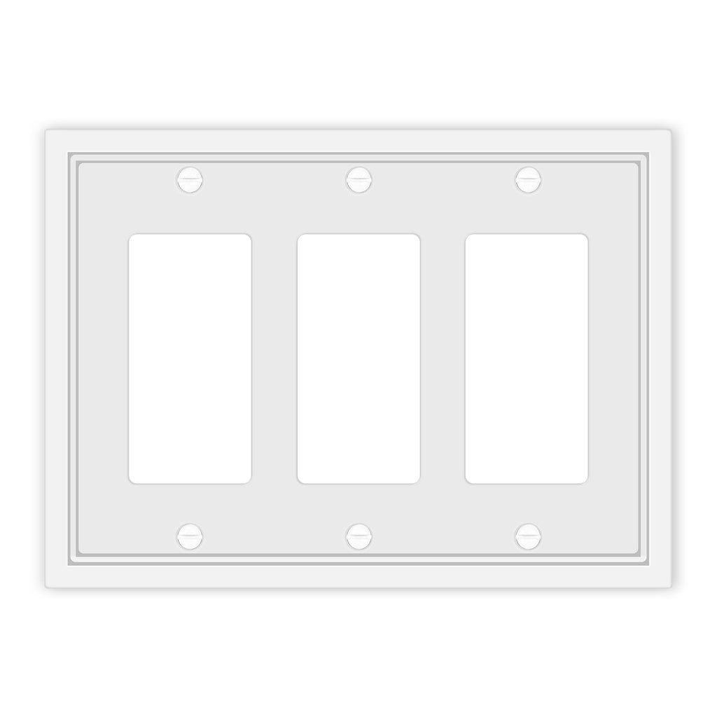 Dyekou 3 Rocker Light Switch Cover Plate, White Classic Decorative