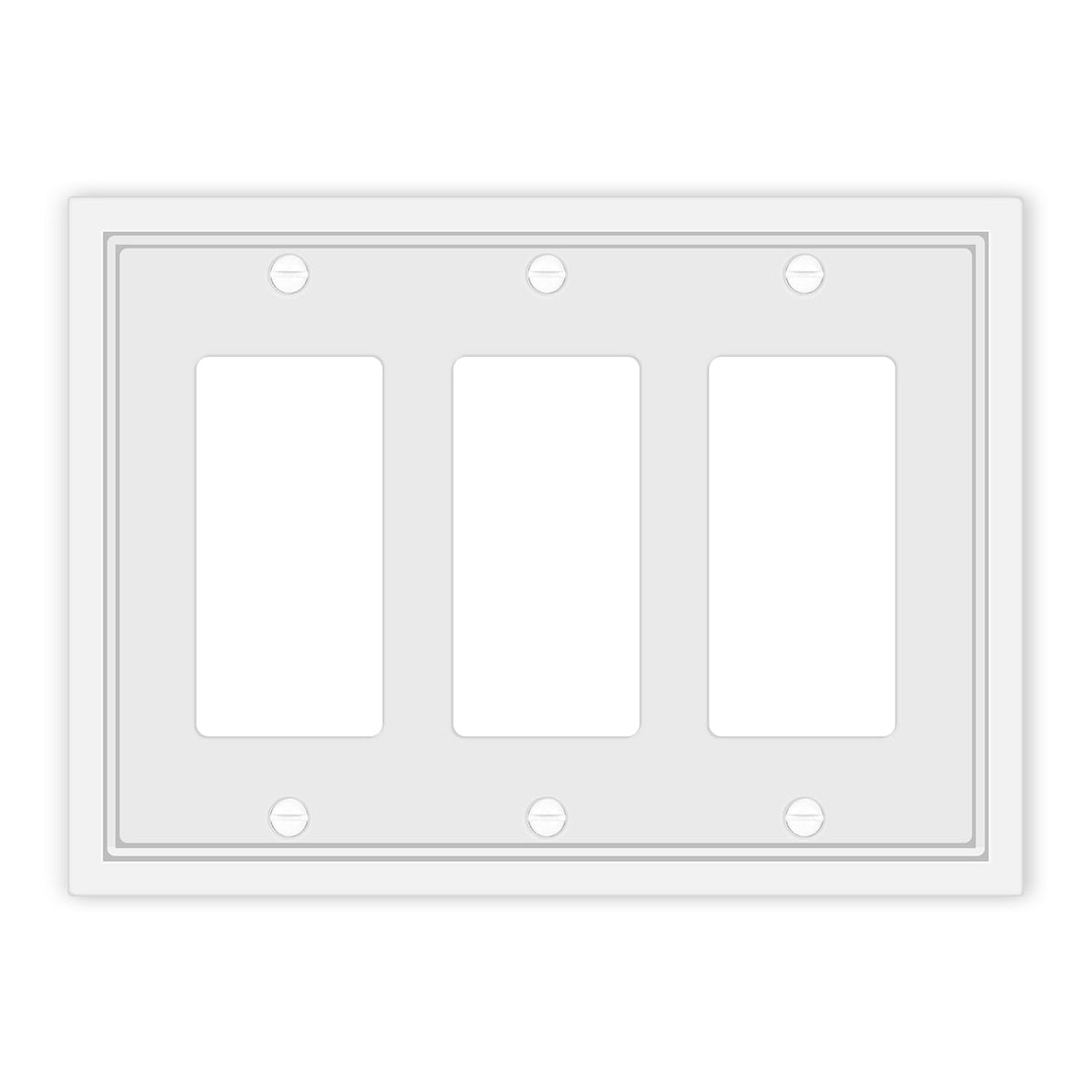 Dyekou 3 Rocker Light Switch Cover Plate, White Classic Decorative