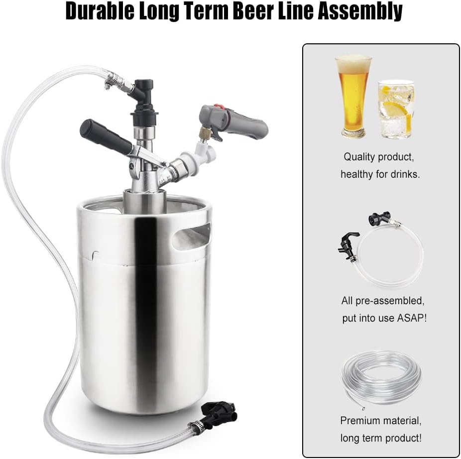 3ft Ball Lock Beer Line Assembly Liquid Line Picnic Tap Ball Lock Quick Disconnect Faucet Food Safe Clear Tube Kit