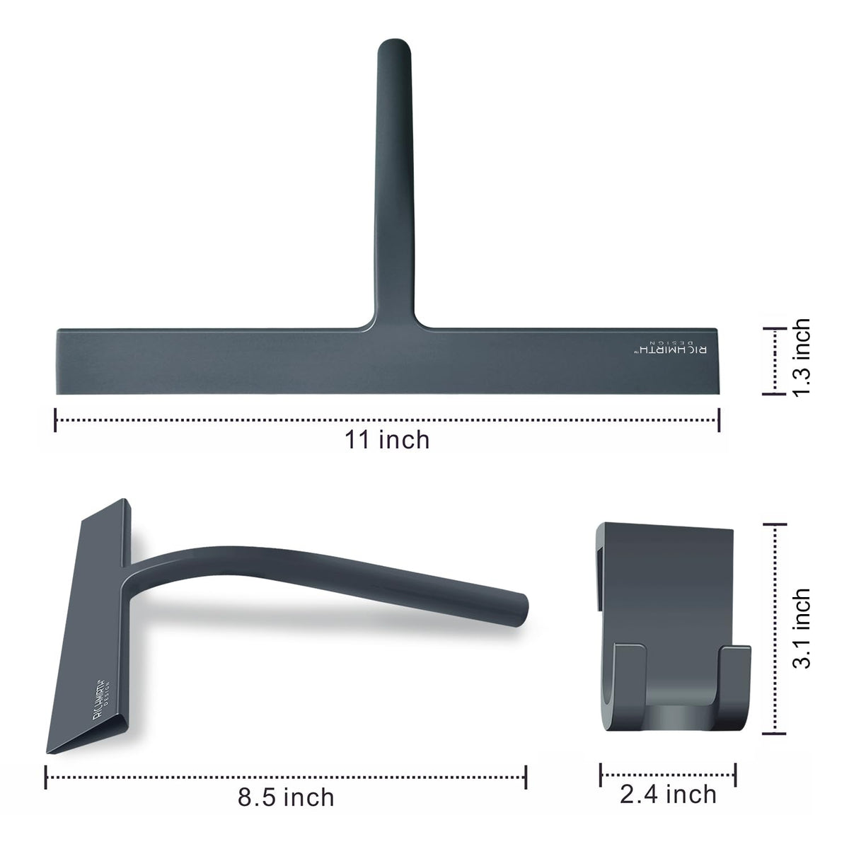 Shower Squeegee for Glass Doors, RICHMIRTH 11" Inch Width Silicone Rubber Blade Squeegee Window Cleaner Tool Squeegee