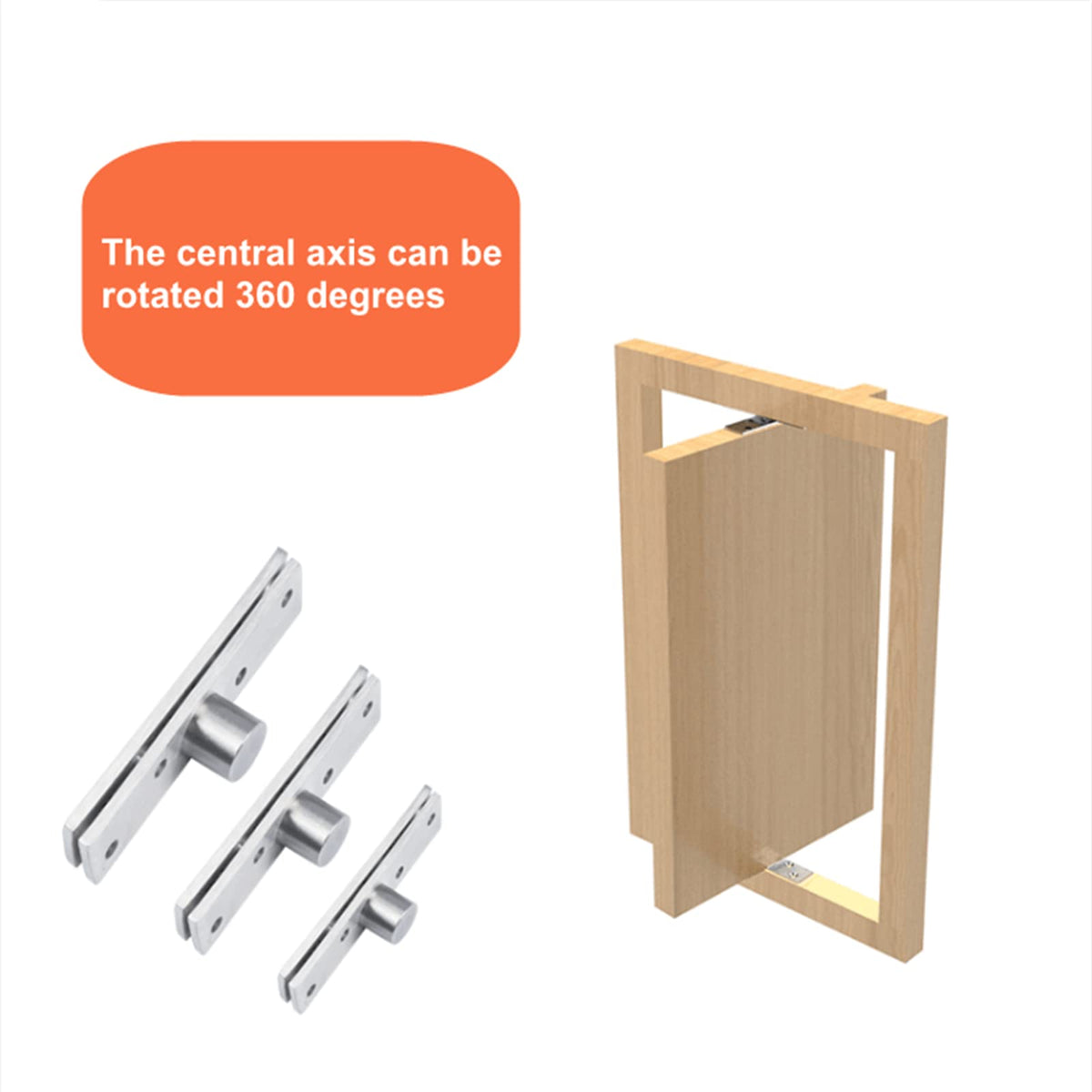 2-Pack Center Pivot Hinges, 360° Hidden Door Hinges, 3.74 x 0.79 in, Medium