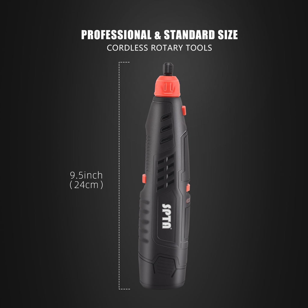 Cordless Rotary Tool, SPTA Powerful Mini Detail Polisher Kit, 36Pcs 12V Li-ion Battery 5,000-25,000 RPM Micro Auto