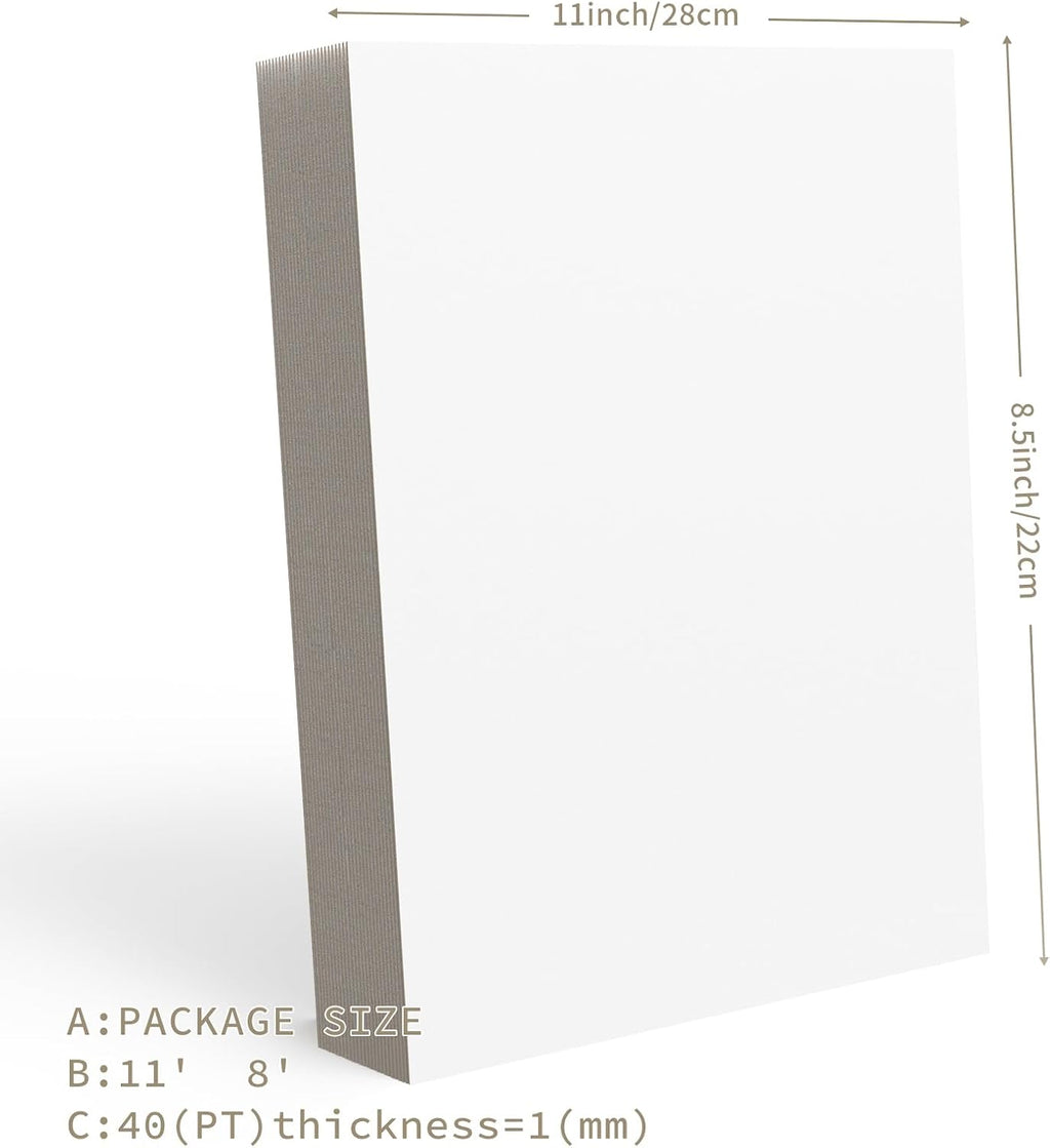 Chipboard Sheets 8.5" X 11", 25 Sheets of 40PT (Point) Chip Board for Book Binding, Perfect for Scrapbooking