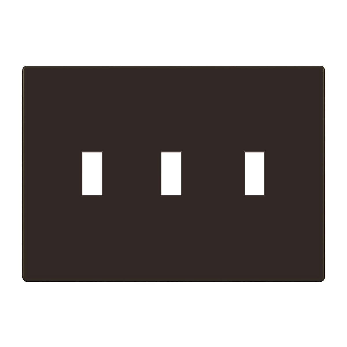 ENERLITES Screwless Triple Toggle Light Switch Wall Plate Cover, Brown
