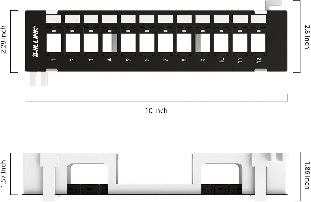 iwillink Blank 12 Port Keystone Patch Panel with 89D Wall Mount Bracket
