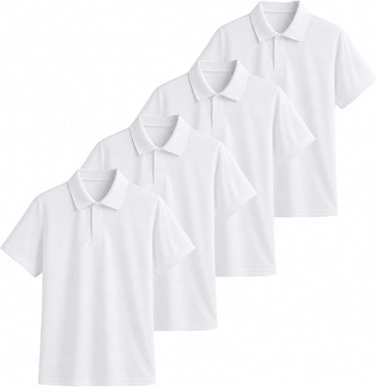 4-Pack Quick Dry Boys Polo Shirts Mesh Active Boys Uniform Shirts Age 5-16Y | Kids Polo Shirts for Boys,Button