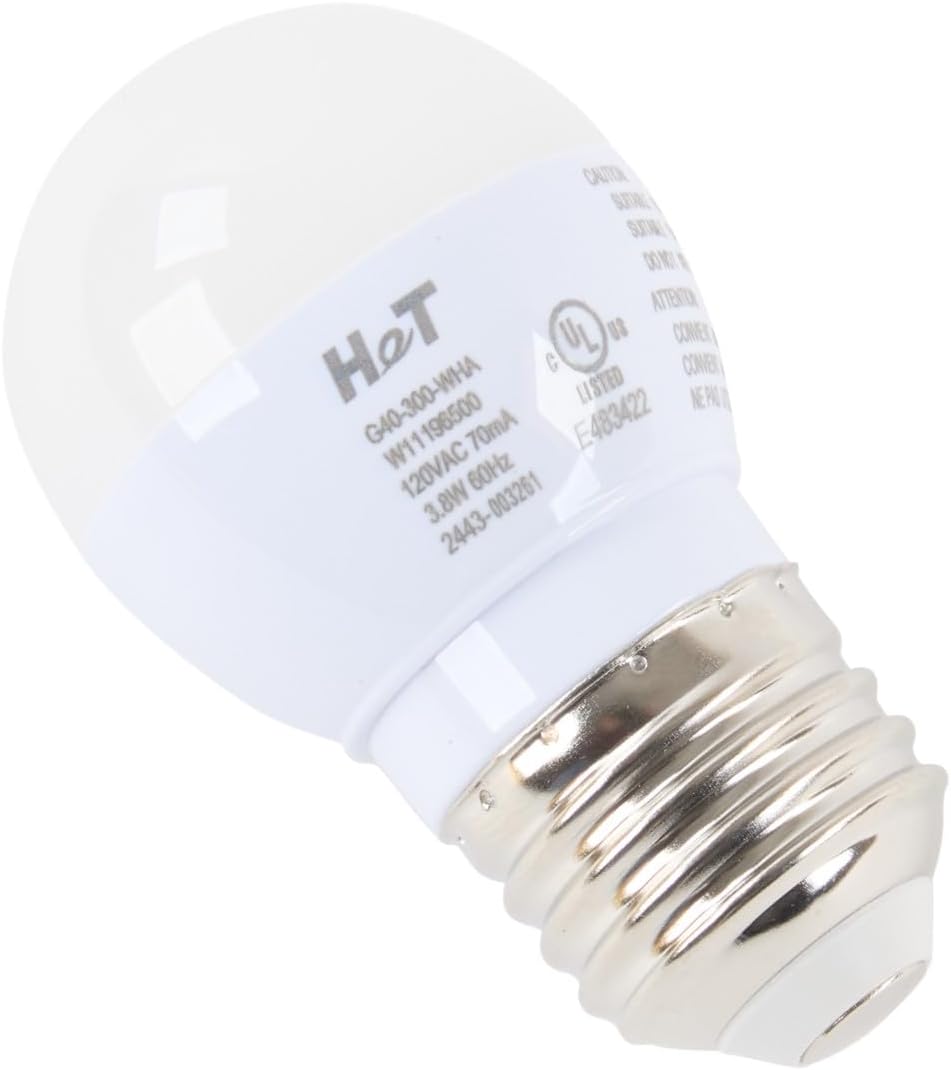 Whirlpool W11338583 Genuine OEM Refrigerator Light Bulb Replacement Part - Replaces W10565137, W10745744, W11043014, W10865849, W10837631, 850166, W10805744, and W11196500
