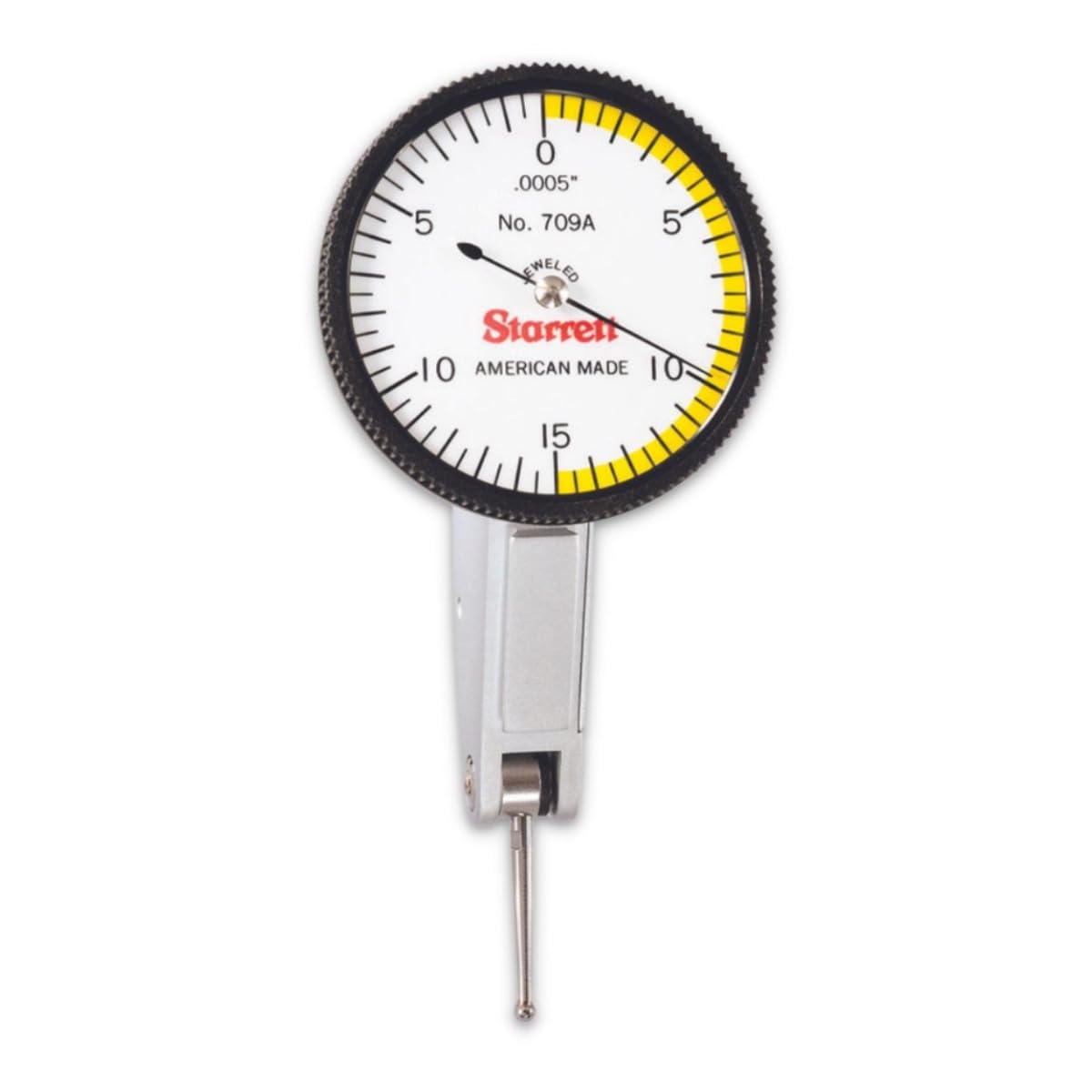 Starrett Dial Test Indicator, 1-3/8" Dia, .030" Range, .0005" Graduation
