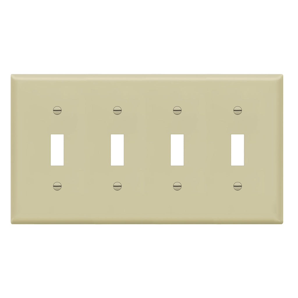 ENERLITES Quad Toggle Light Switch Wall Plate Cover, 4-gang, 1 Pack, Ivory
