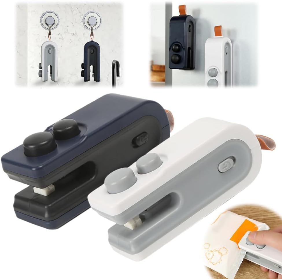 Mini Bag Sealer, 2026 New 2 in 1 Magnetic Food Sealer, USB Rechargeable Chip Bag Sealer Heat Seal Tool, Portable