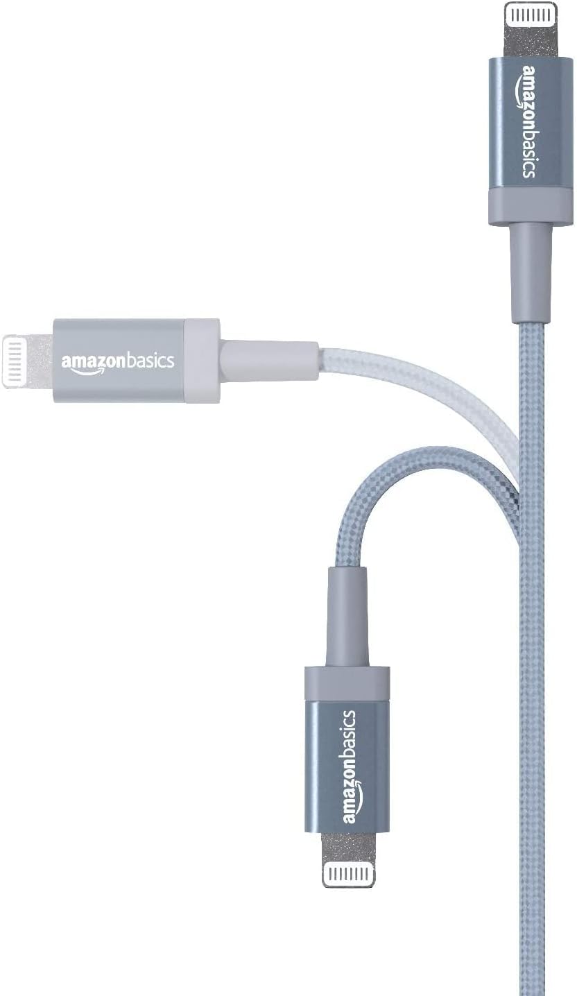 USB-A to Lightning Cable, Apple MFi Certified, Nylon Braided Cord, Fast Charging, Durable, Sturdy, 3 Foot, Dark Gray