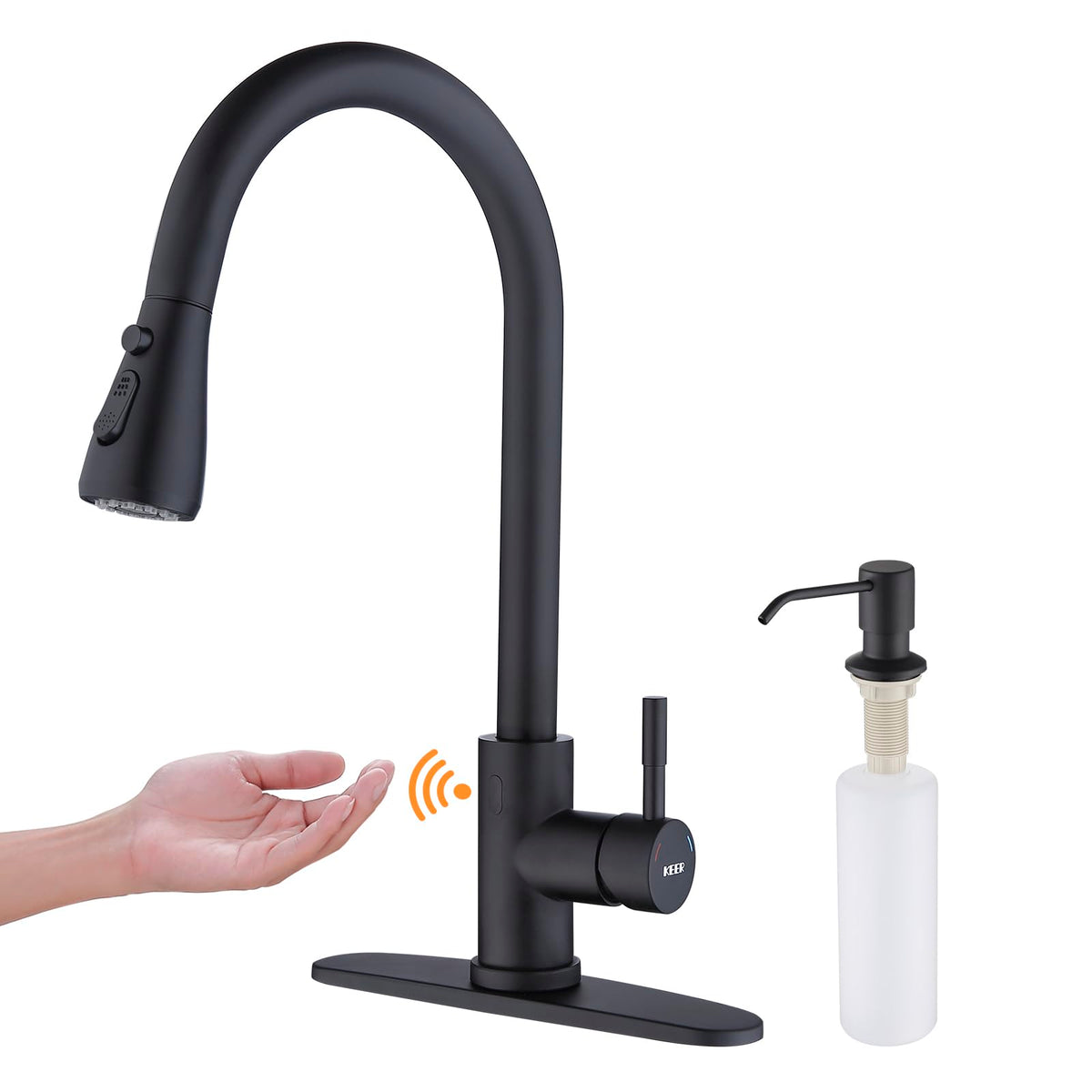 Touchless Kitchen Faucet with Pull Down Sprayer, Motion Sensor Kitchen Faucet with Kitchen Soap Dispenser, Single