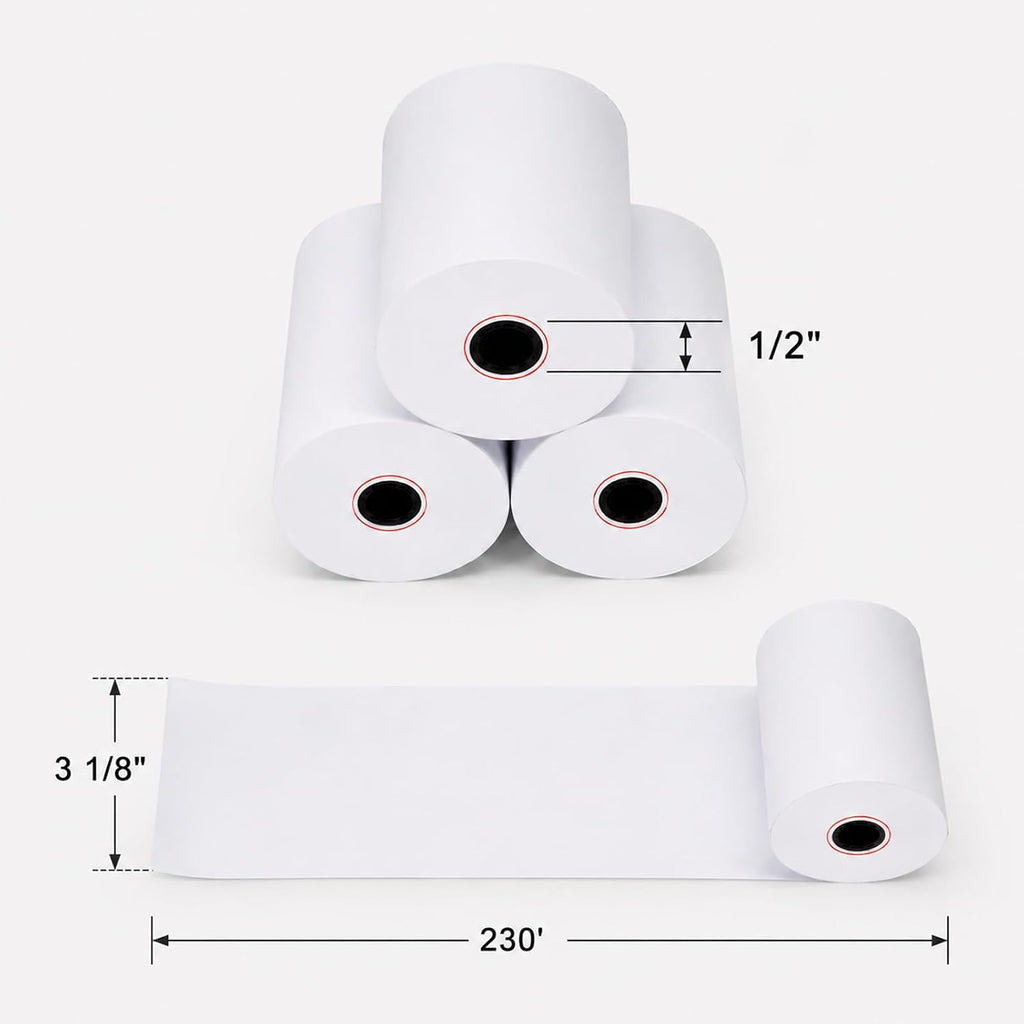 Thermal Receipt Paper Rolls 3-1/8 x 230ft, 10 rolls