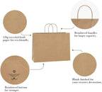 Kraft Brown Paper Bags with Handles 16x6x12 Inch Large 100Pcs Bulk