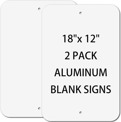 Blank Aluminum Signs 2-Pack, 18 x 12 Inches Sublimation Metal Sign Blank, Write-On Sign for Vinyl DTF Screenprint or