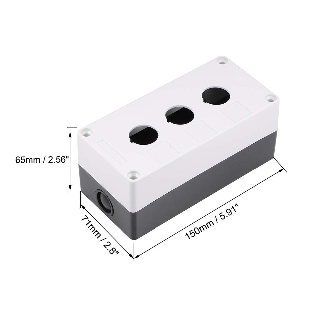 uxcell Push Button Switch Control Station Box 22mm 3 Holes Black and Light Gray