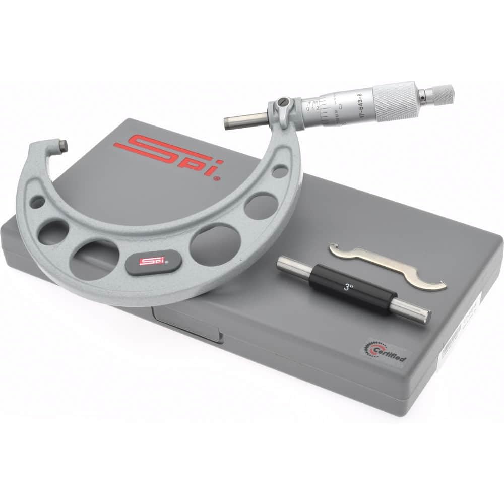SPI 17-643-8 Calibrated Mechanical Outside Micrometer: 3" to 4 inch Range