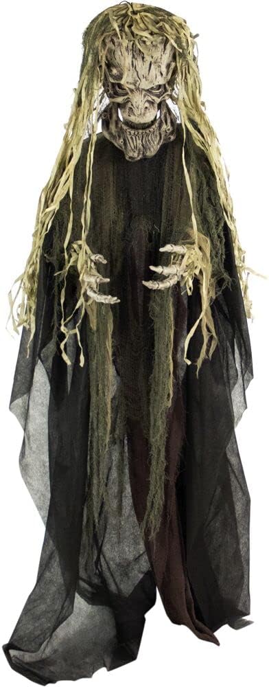 Life-Size Scary Talking Tree Man Halloween Animatronic with Touch Activated Lights and Sound, Battery Operated Indoor
