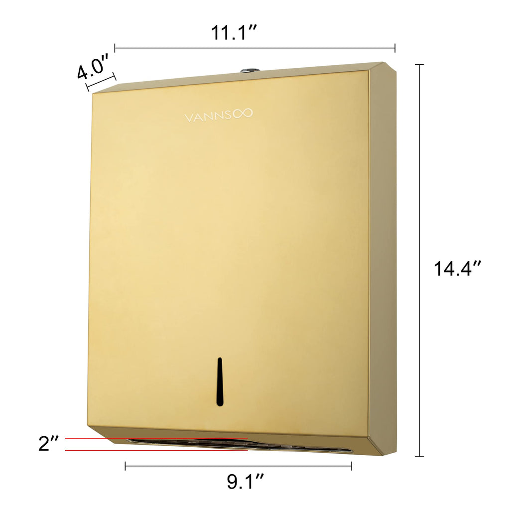 Paper Towel Dispenser, Commercial Stainless Steel, Gold