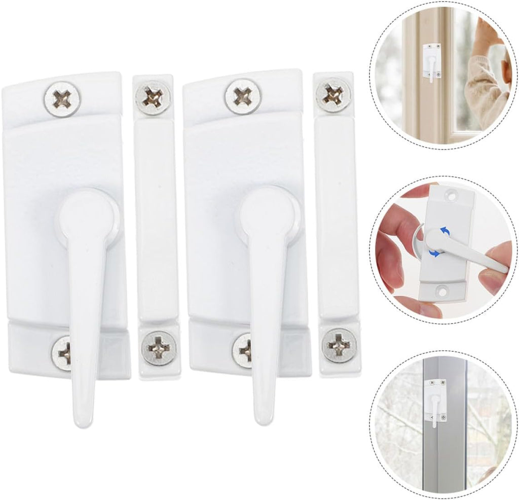 White Zinc Alloy Window Sash Lock 2 Sets for Single Hung Windows