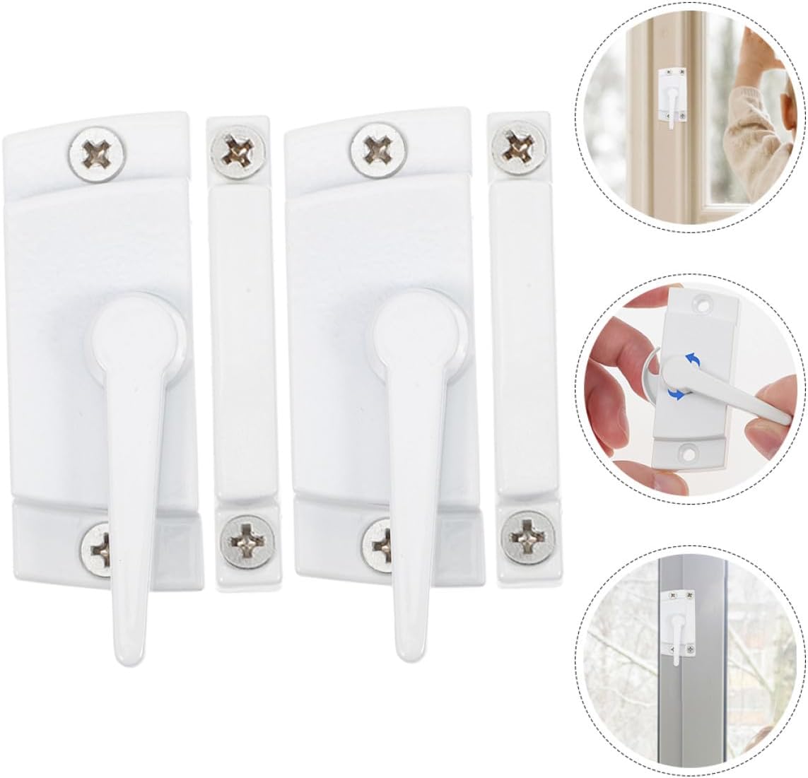 White Zinc Alloy Window Sash Lock 2 Sets for Single Hung Windows