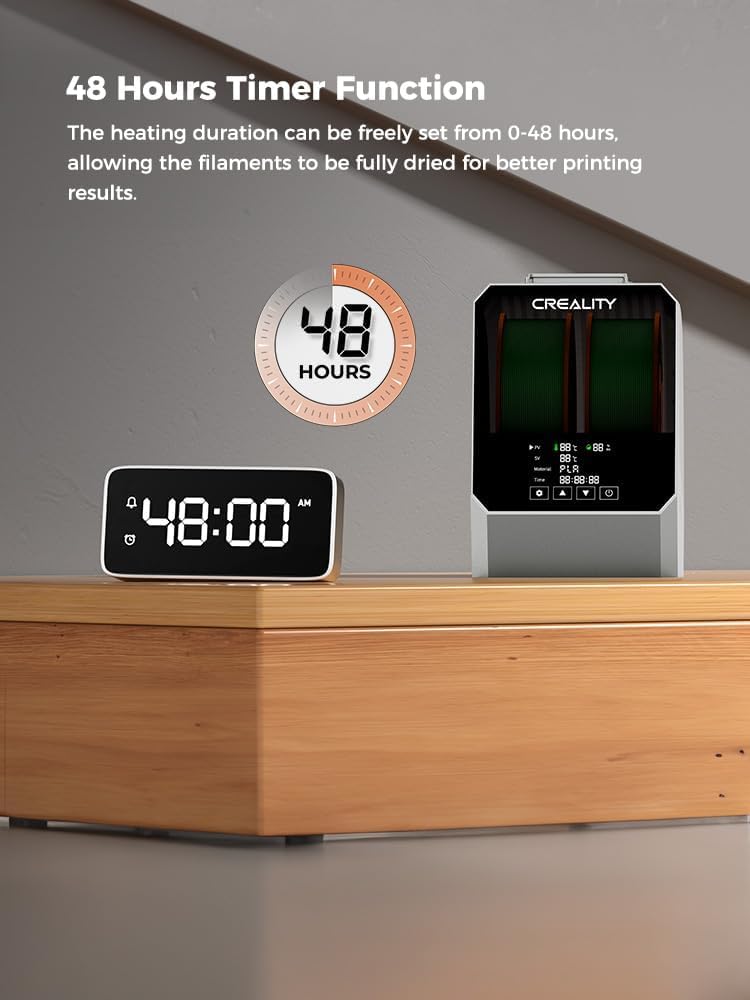 Space Pi Filament Dryer Plus, 2 Spools Filament Storage Box, Double 360° Heating Drying with Fan&Touch Screen, 3D