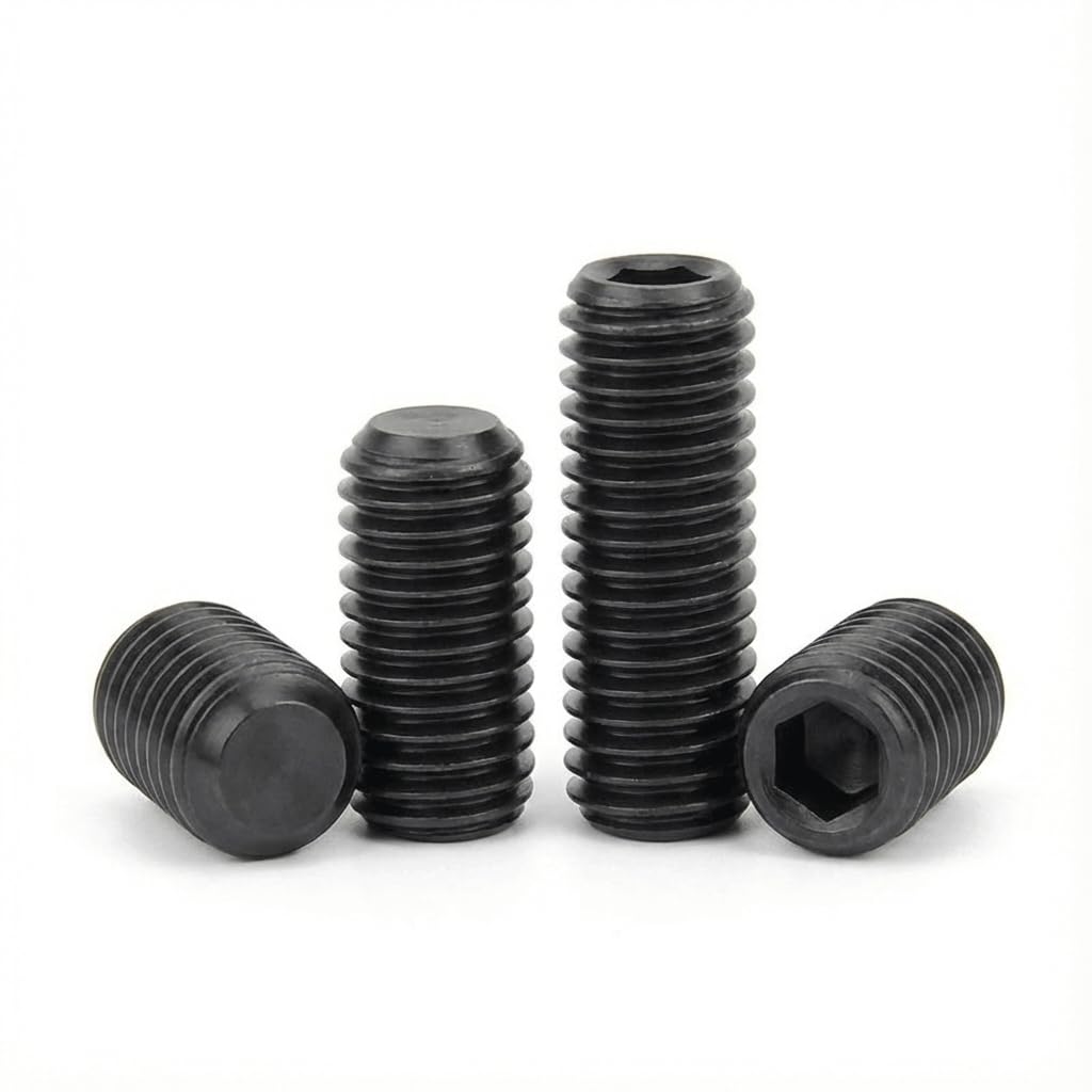 1/4-20 x 5/8'' (20 Pack) Set Screws, Black Oxide 304 Stainless Steel 18-8, Internal Hex Head Allen Drive Cup Point Screws (with Hex Key Wrench)