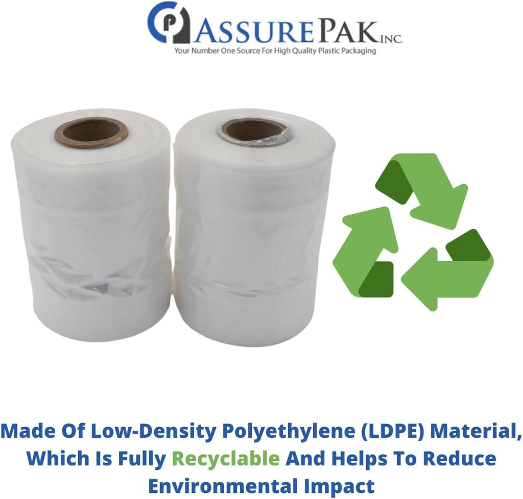 Clear Poly Bags, 6" x 3" x 15", 1 Mil, 2000 Count, 8 Rolls