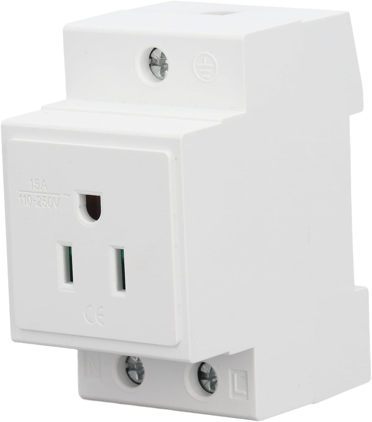 DIN Rail Socket, DIN Rail Mount Modular Power Socket Single AC Outlet, Built in Protective Outlet for Distribution Panel (US AC110?250V 15A)