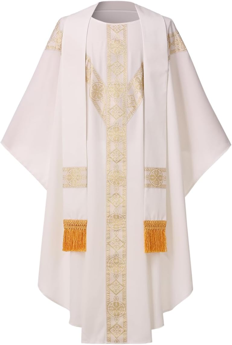 Catholic Priest Chasuble Church Mass Vestment Robe with Stole
