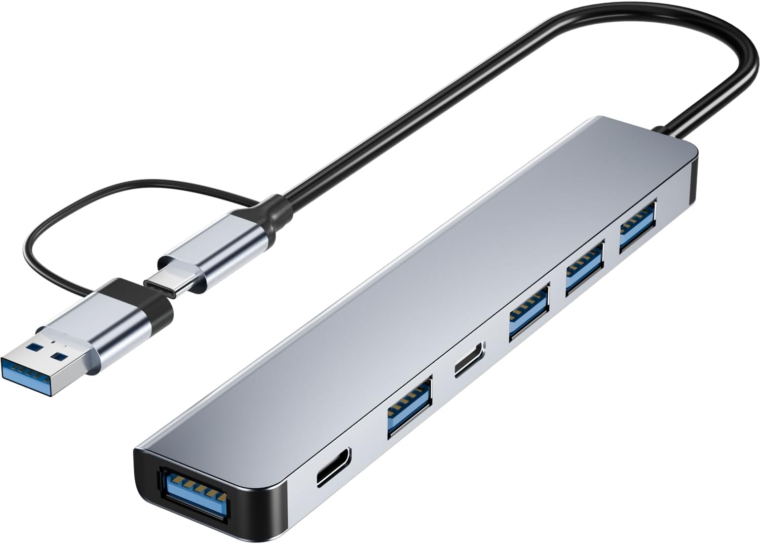 【Upgrade】 USB C/USB Hub, BERLAT Aluminum 7 in 1 USB C & USB Hub with USB 3.0, USB 2.0 Ports for PC/Laptops/MacBook