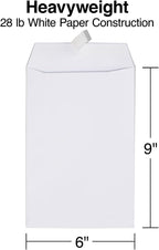 6x9 White QuickStrip EasyClose Catalog Envelopes, 500/Carton