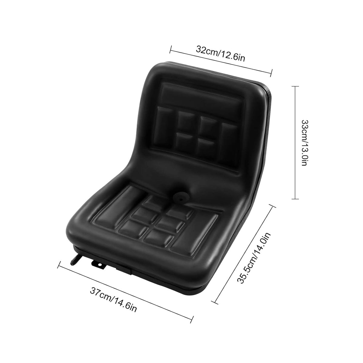 Universal Lawn Tractor Seat Replacement - Compact High Back Mower Seat with Adjustable Position and Central Drain