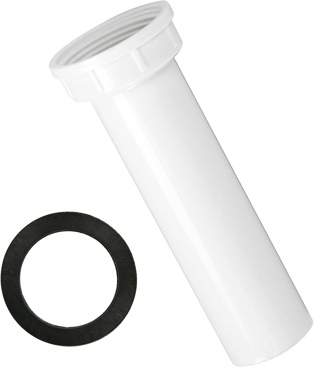 PP15-6W Sink Drain Tailpiece 1-1/2" Dia X 6" L, Kitchen Sink Drain Pipe, | Threaded Plastic Sink Plumbing Drain Pipe
