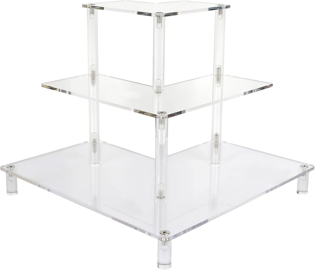 3 Tier Acrylic Display Riser, Display Stand for Amiibo Funko POP Figures, Corner Shelf for Living Room, Bathroom, Home