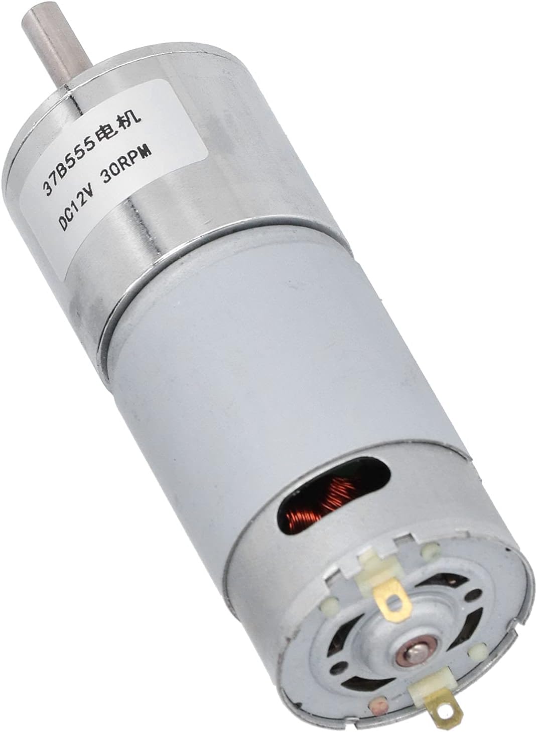 DC 12V Gear Motor 37B555 with Reduction Geared Box, 30 RPM, with Copper Core Rotor and Galvanized Shell, Industrial Control Accessories for Office Automation and Financial