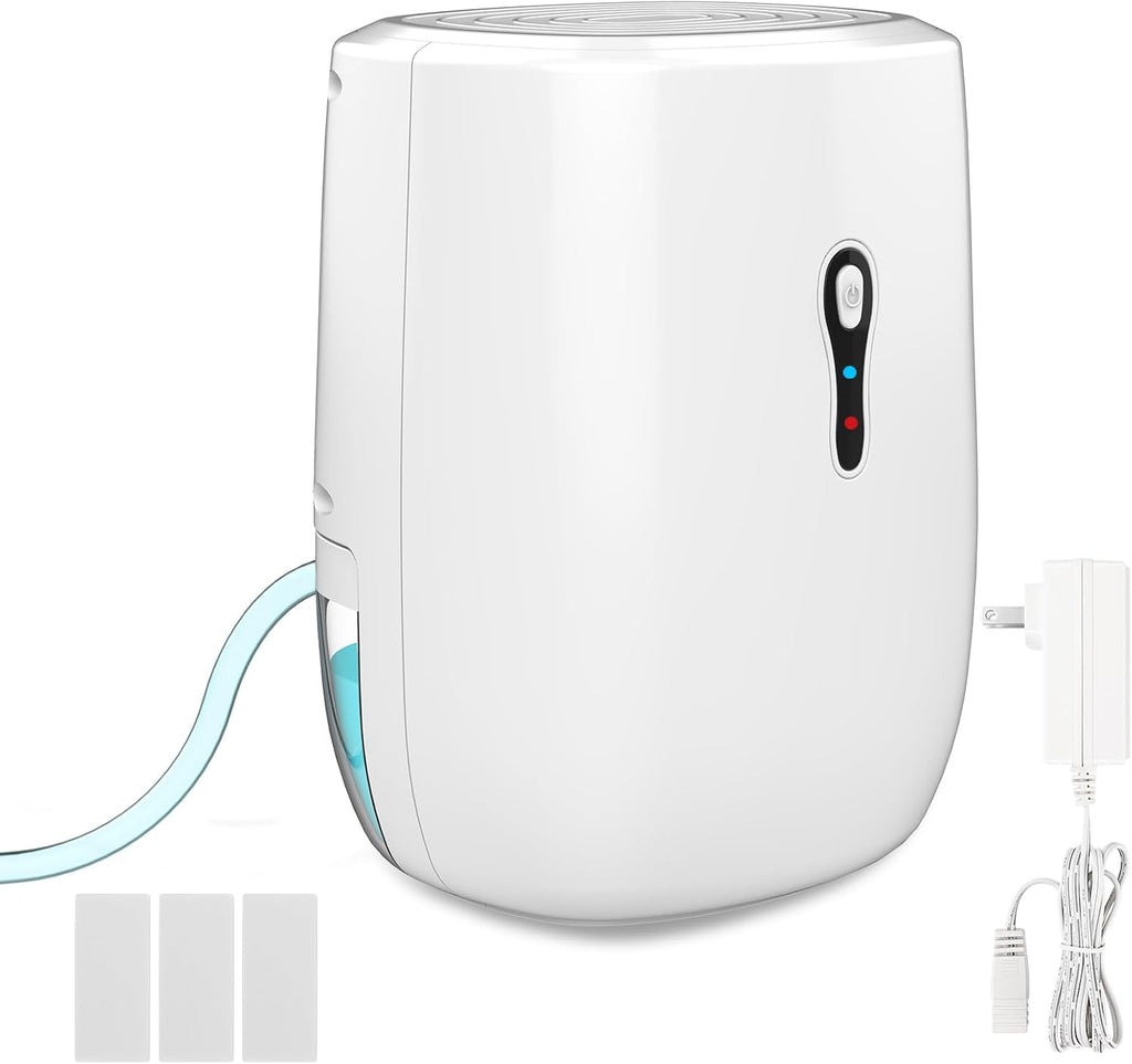 Dehumidifier with Drain Hose. Litever Small Portable Dehumidifier. Auto-OFF. Drain Hose for Continuous Drainage.