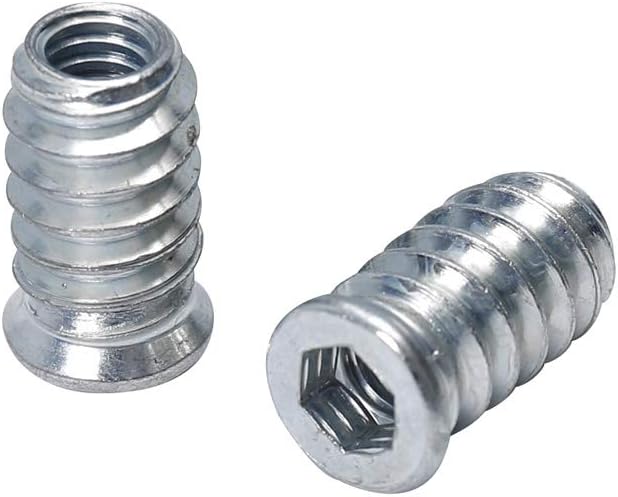 40pcs Threaded Inserts for Wood 1/4-20 Furniture Screw in Threaded Insert Nuts 20mm Length