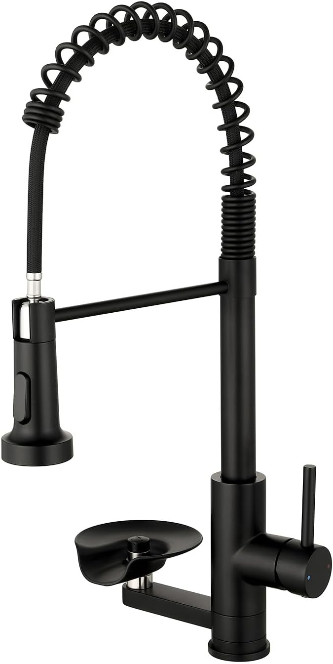 Pull Down Kitchen Faucet with Cup Washer Black