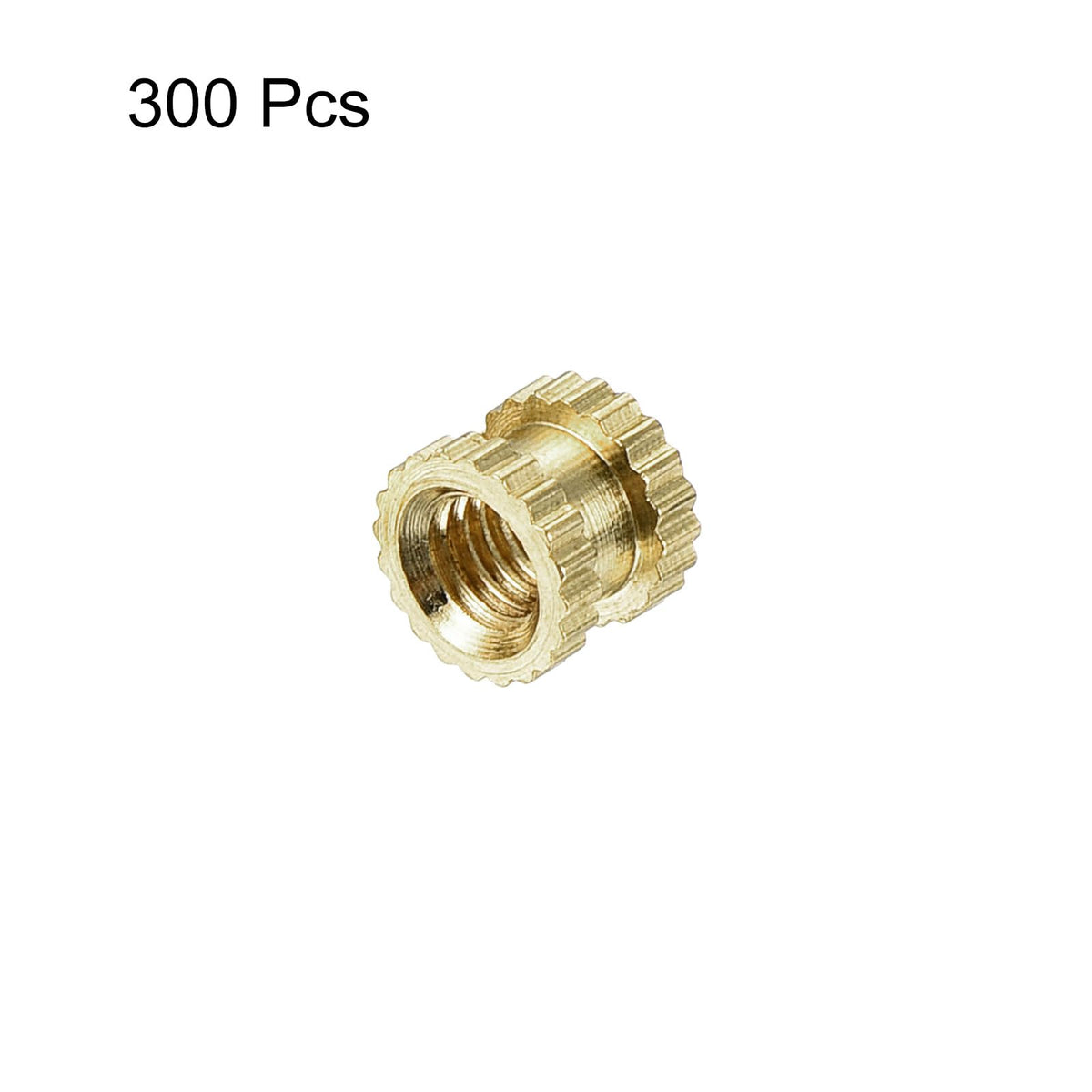 uxcell M3 x 4mm(L) x 5mm(OD) Female Thread Brass Knurled Threaded Insert Embedment Nuts, 300Pcs